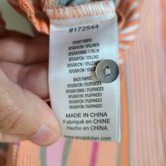 Dolan Left Coast Coastal Shirt Sz‎ Large Linen Maritime Preppy Striped Hi Low - Picture 9 of 11